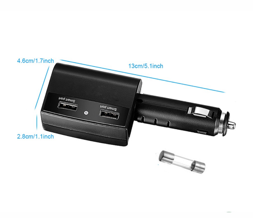 PA125 2 USB Port + 1 Cigarette Socket Car Charger